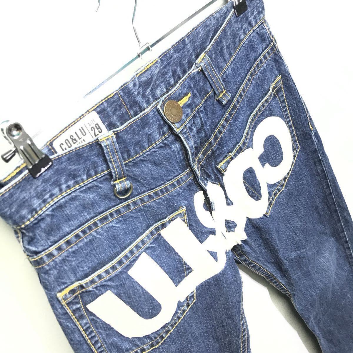元祖渋谷109系ブランド◎【CO&LU】ココルル デニム ジーンズ パンツ ストレート リラックスフィット サーフ ギャル男 ブルー w29 /Y38035ii_画像7