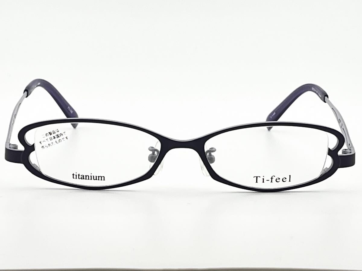 【新品未使用】ティフィール Ti-feel メガネフレーム FLOR フロール 日本製 メガネ 50□16-135 チタン-P 販売価格36300円 ケース付 82-7_画像4