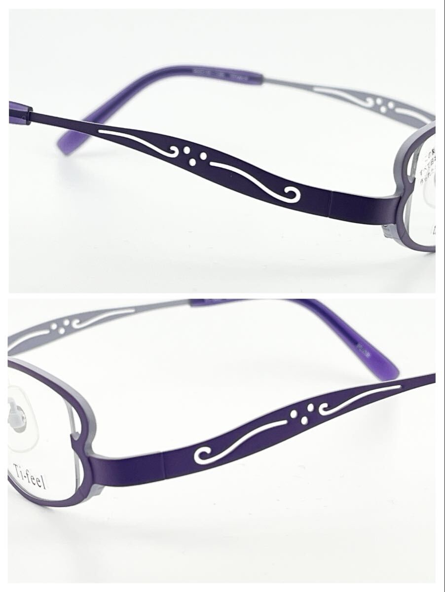 【新品未使用】ティフィール Ti-feel メガネフレーム FLOR フロール 日本製 メガネ 50□16-135 チタン-P 販売価格36300円 ケース付 82-7_画像6