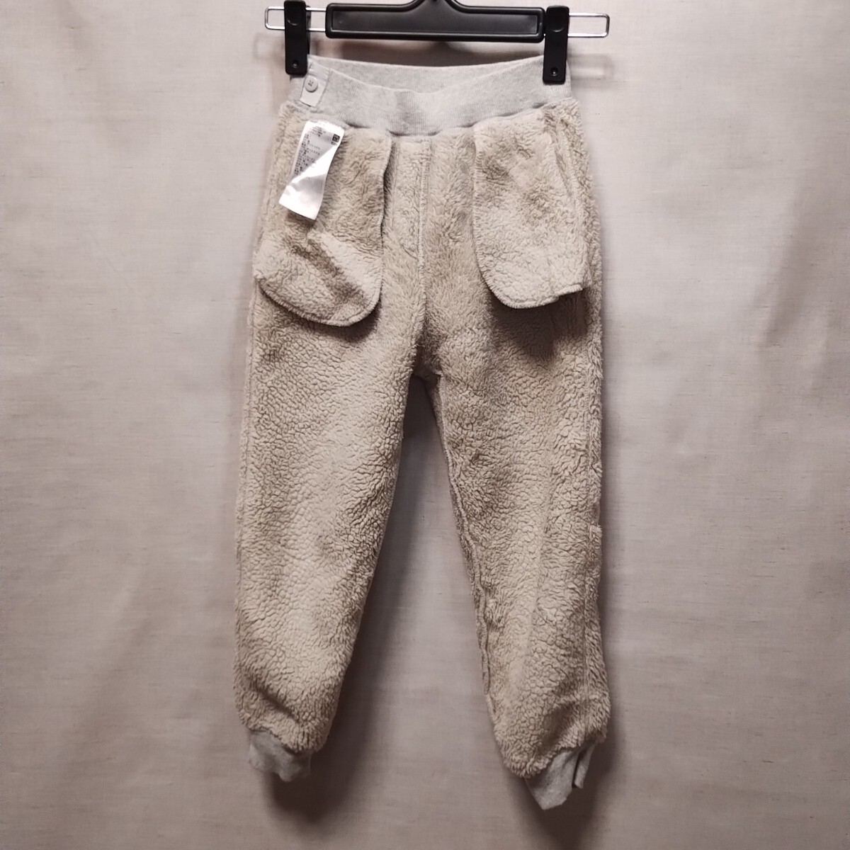 全国送料無料 ユニクロUNIQLO子供服キッズ男&女の子 杢グレー色 裏ボア付き極暖スウェットパンツ 120_画像8