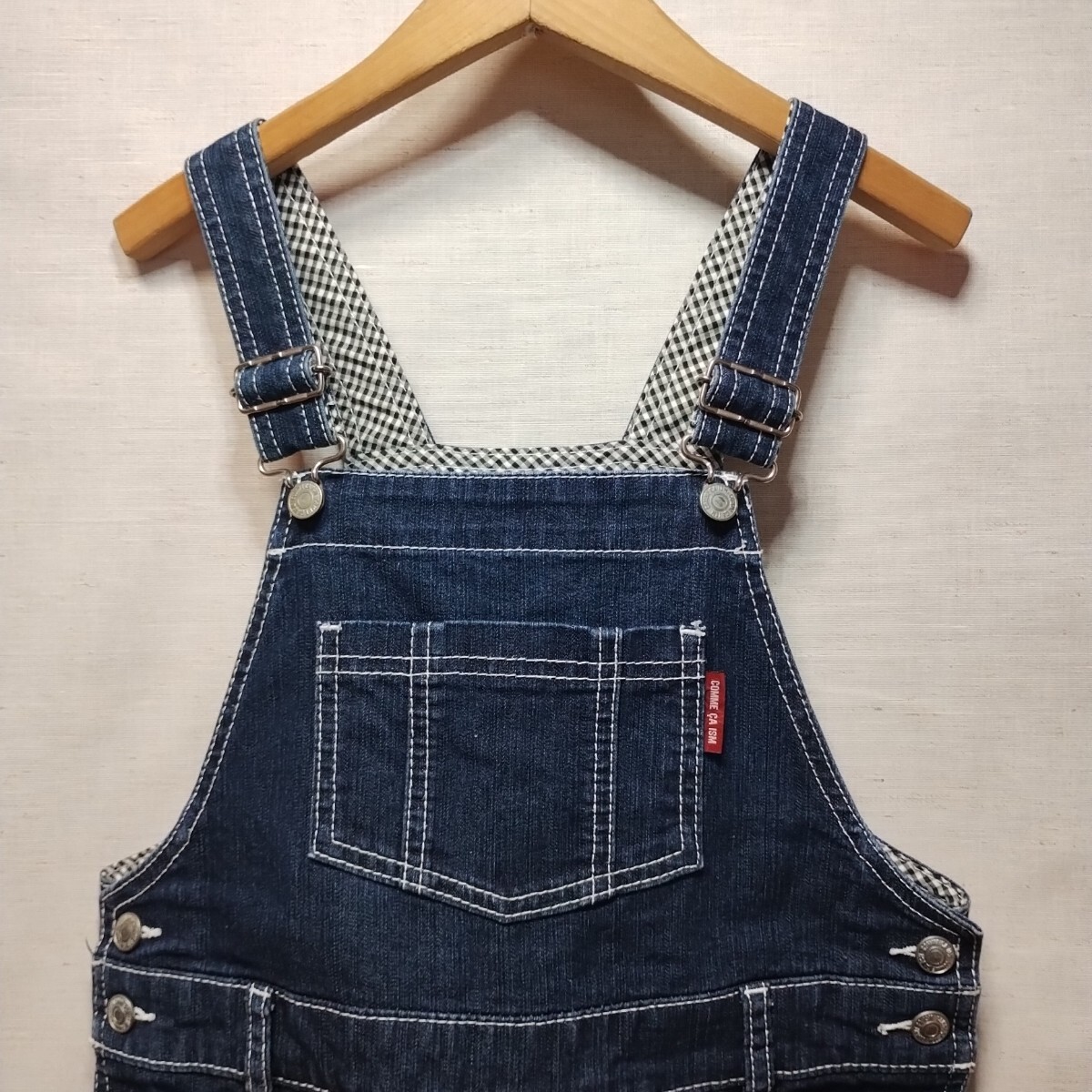 全国送料無料 コムサイズム COMME CA ISM 子供服キッズ男＆女の子 デニムオーバーオール 130A_画像2
