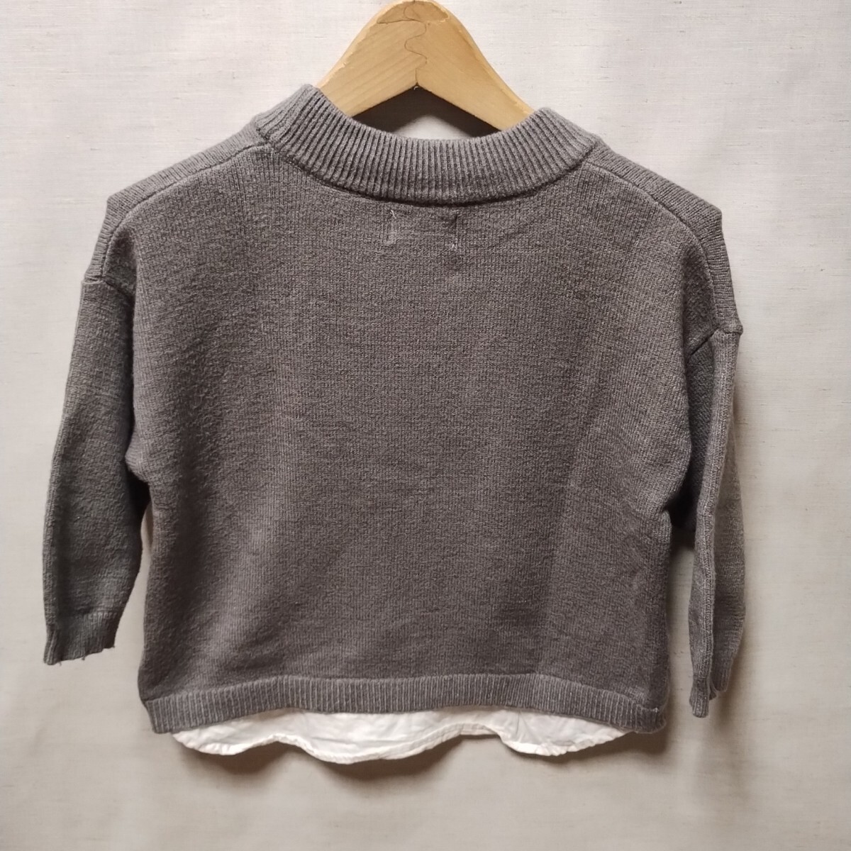 全国送料無料 モンポケ monpoke 子供服キッズベビー男＆女の子 ピカチュウ柄グレー色レイヤード重ね着風ニットセーター90_画像6