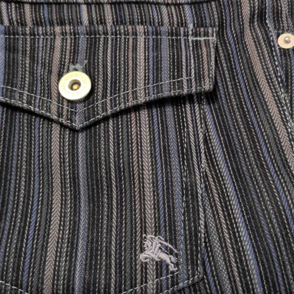 【美品】BURBERRY BLACKLABEL バーバリーブラックレーベル コーデュロイストレッチ　4マルチカラーストライプデニム　サイズ82　ブラック_画像3