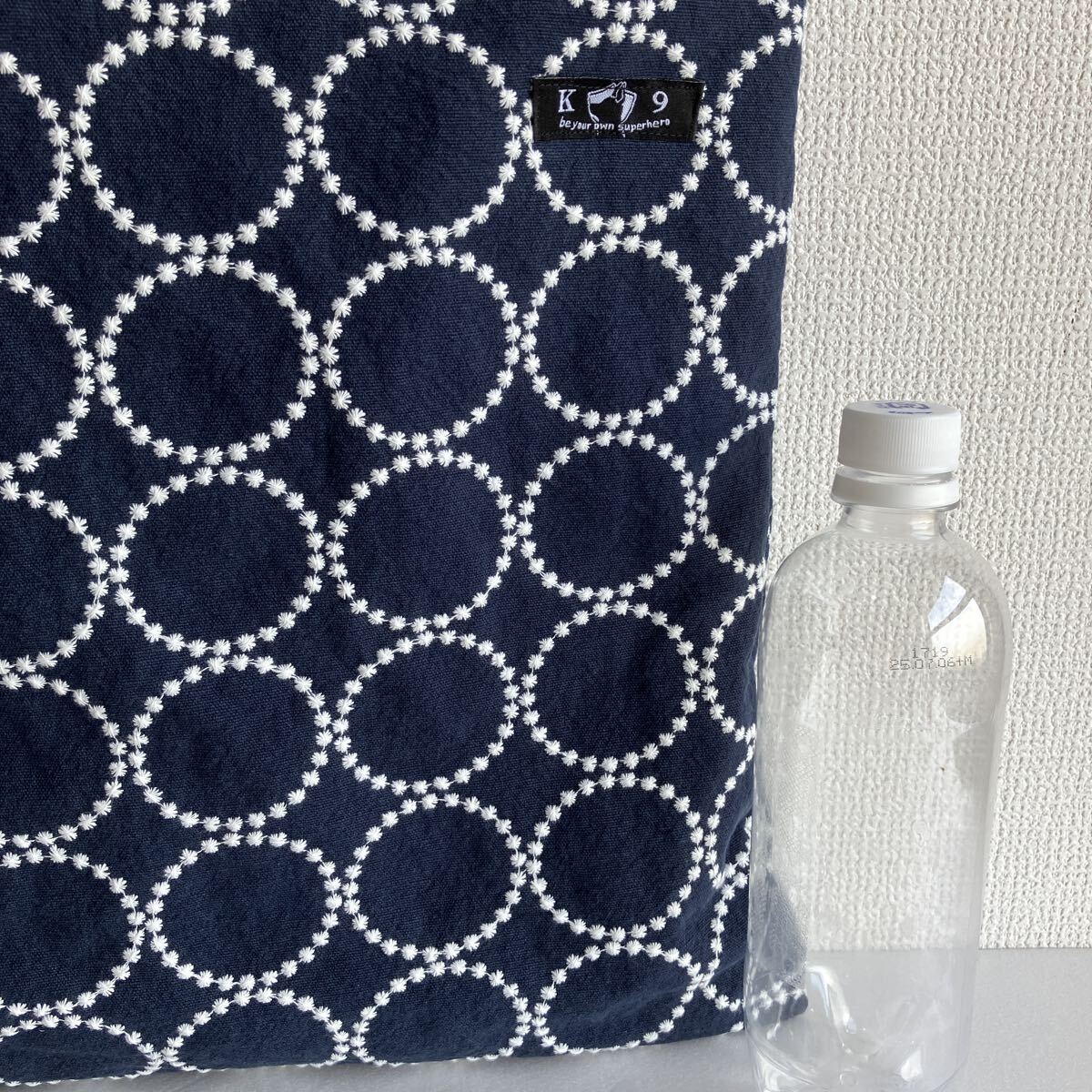 ハンドメイド サークル模様の刺繍入りコットンリネン バック ショルダー_画像3