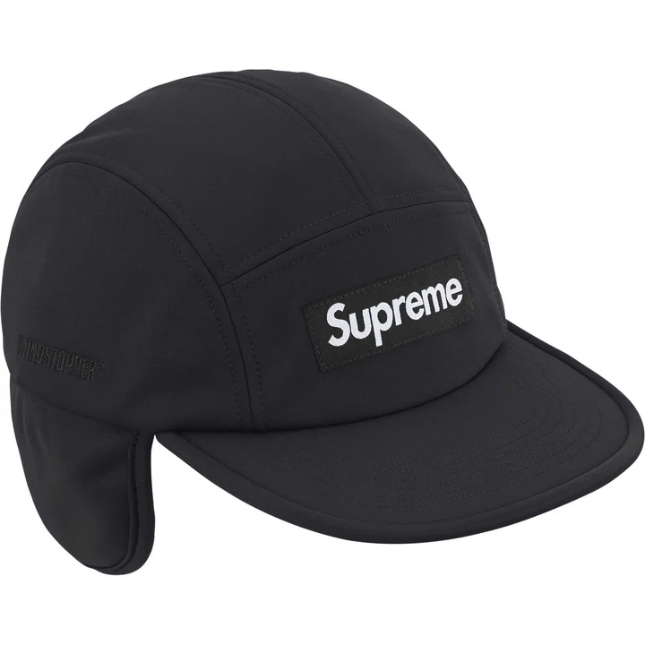 極美 24AW Supreme WINDSTOPPER Earflap Camp Cap ウインドストッパー イヤーフラップ キャンプ キャップ Black ブラック_画像2