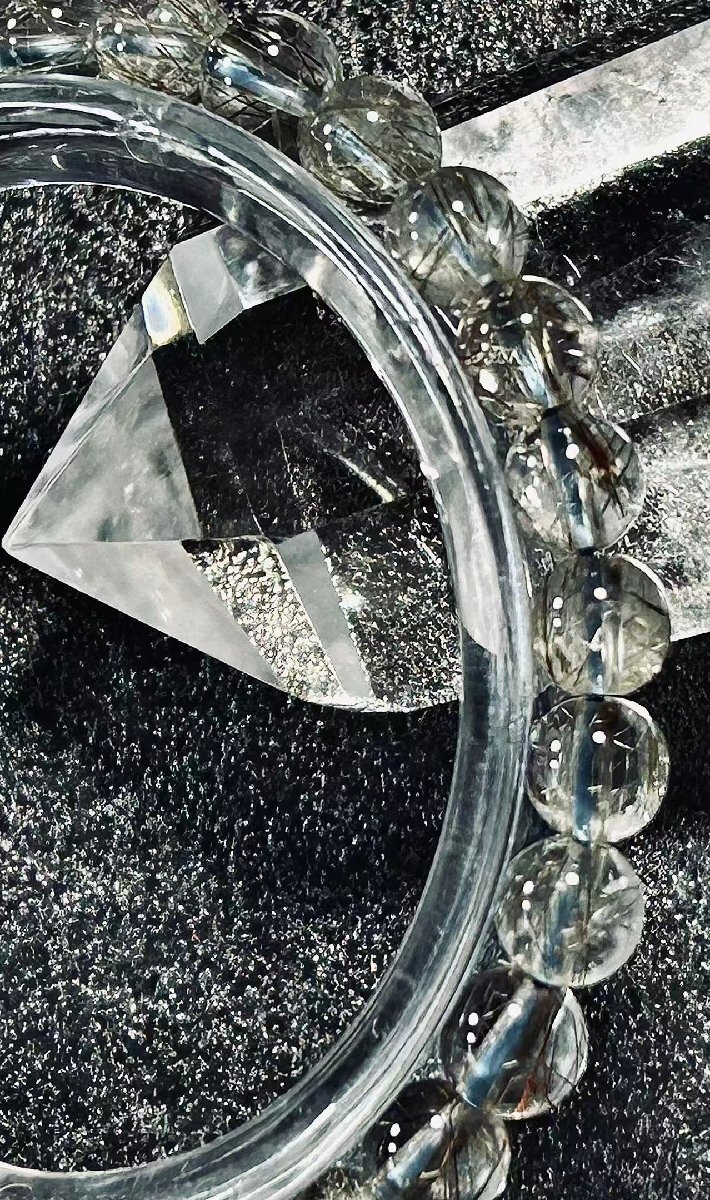 ★定価135万円繁栄を呼ぶ★天然水晶宝石★15A高透明プラチナルチルクォーツ ★ブレスレット6mm★tk7606_画像3