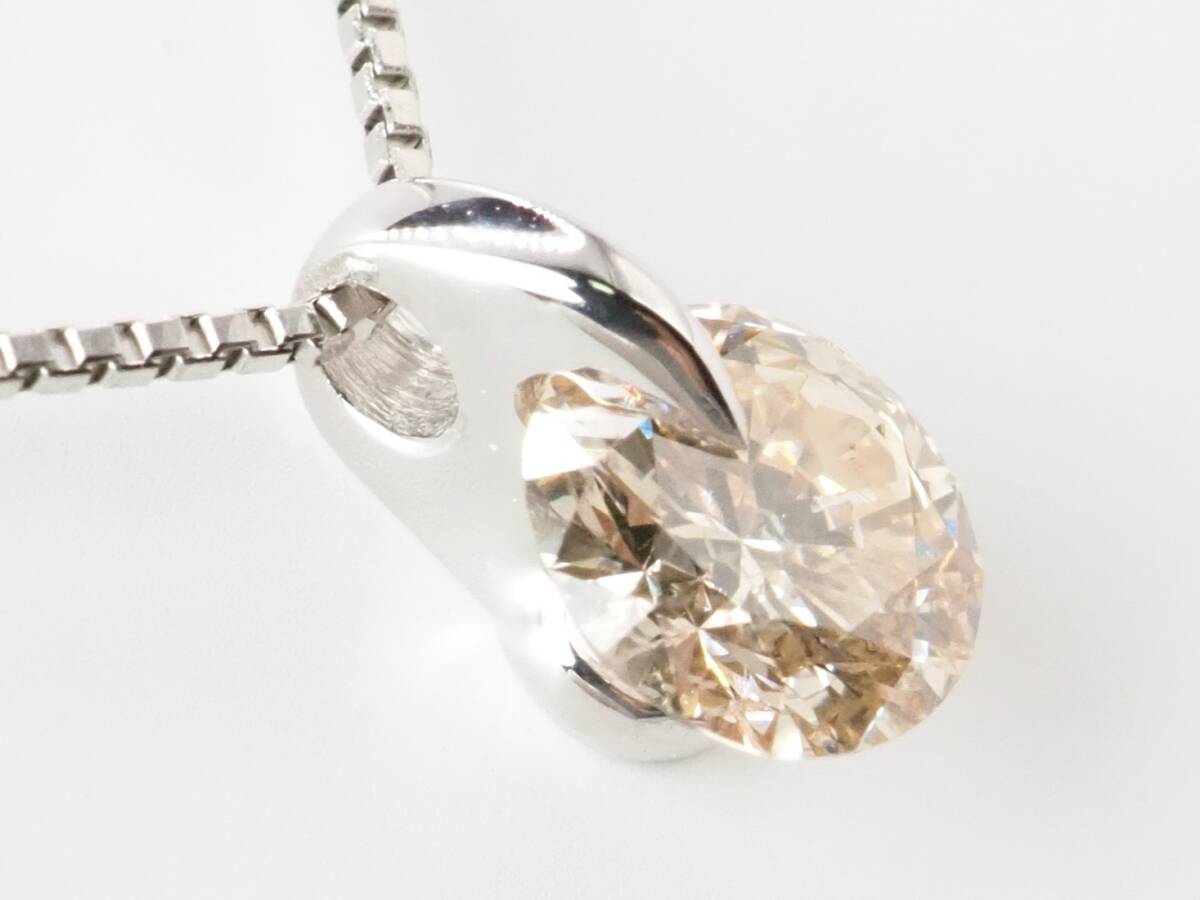 [8593T]Pt900/Pt850 натуральный бриллиант 0.642ct/3.1g колье 