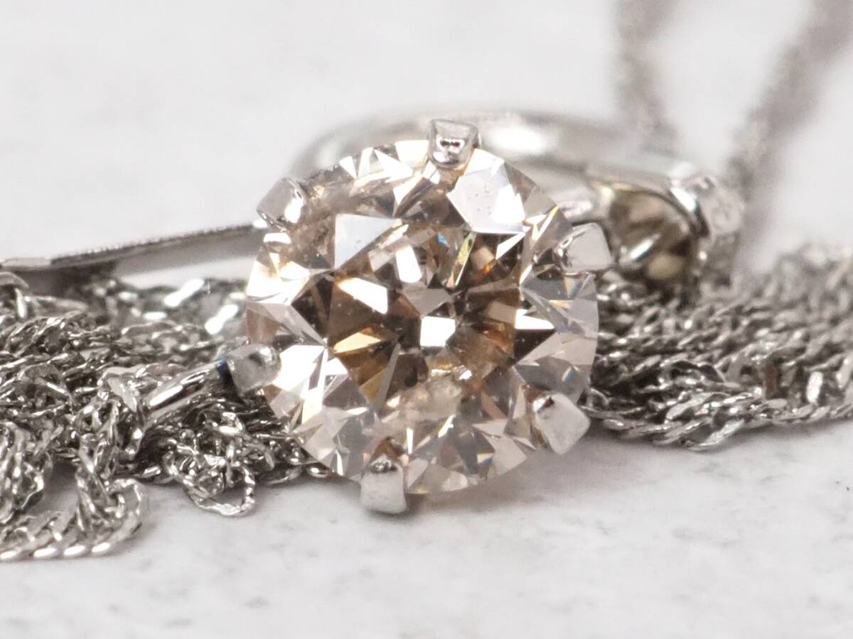 [8650A] есть различия Pt900/Pt850 натуральный бриллиант 0.30ct/0.8g колье 