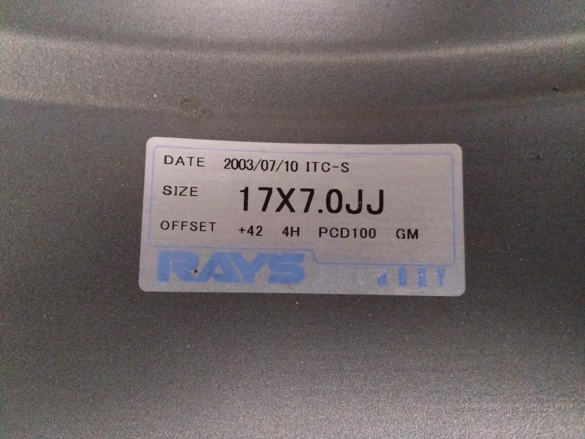 【中古】RAYS レイズ セブリング ITC-S 17インチ 7本スポーク 17 × 7J PCD 100 4穴 インセット +42 2本 BLIZZAK スタッドレスタイヤ 付き_画像7