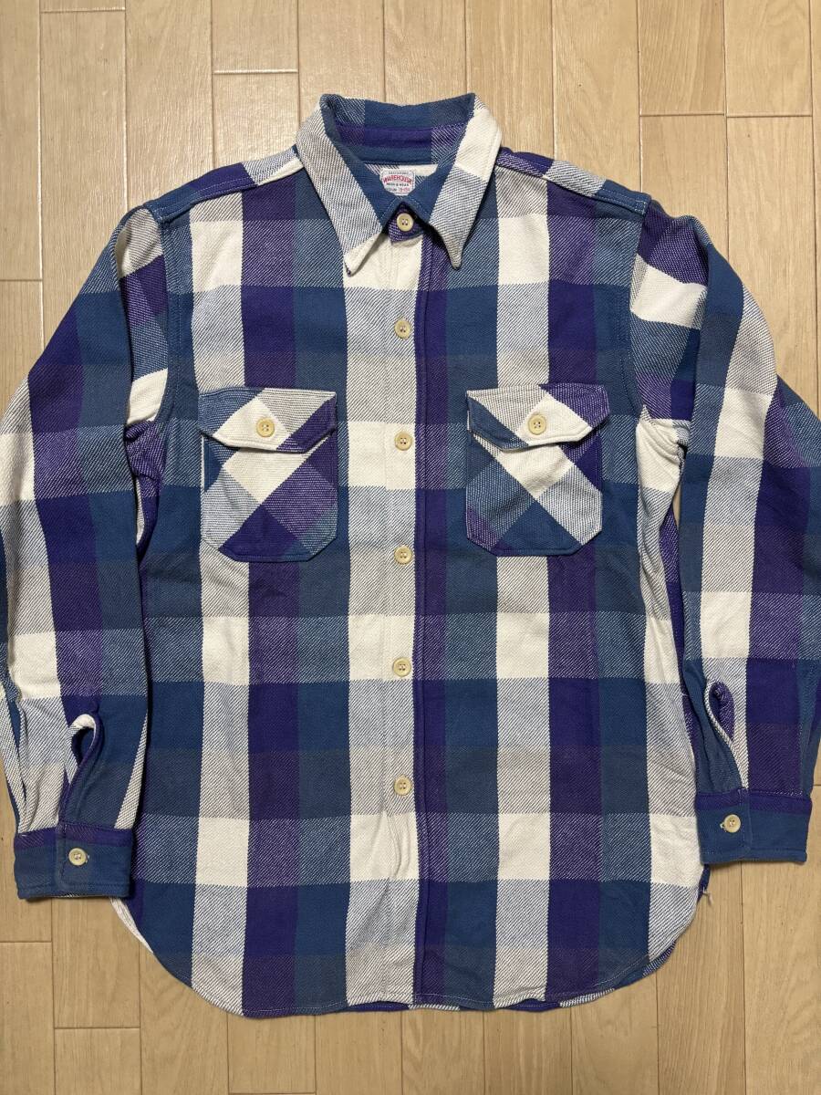 WAREHOUSE ネルシャツ バッファローチェック パープル Mサイズ_画像1