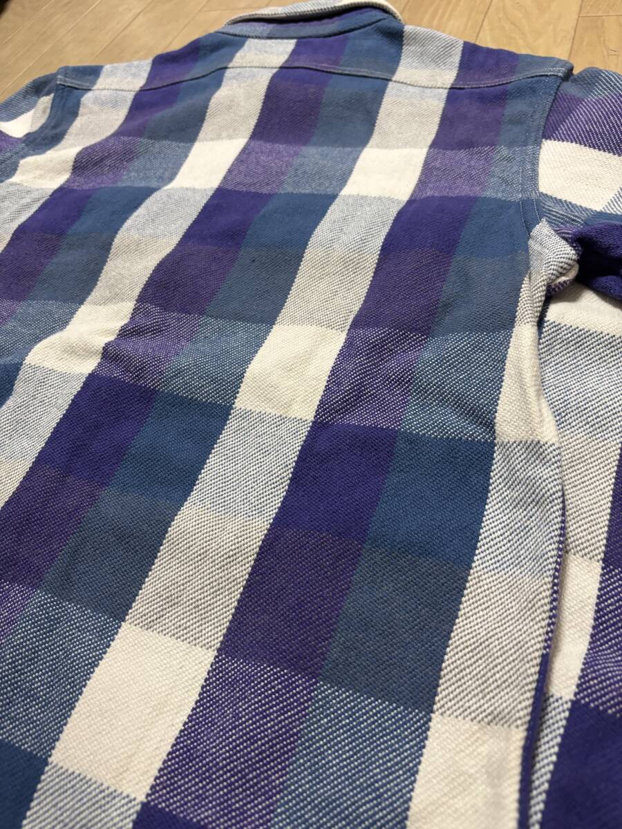 WAREHOUSE ネルシャツ バッファローチェック パープル Mサイズ_画像9