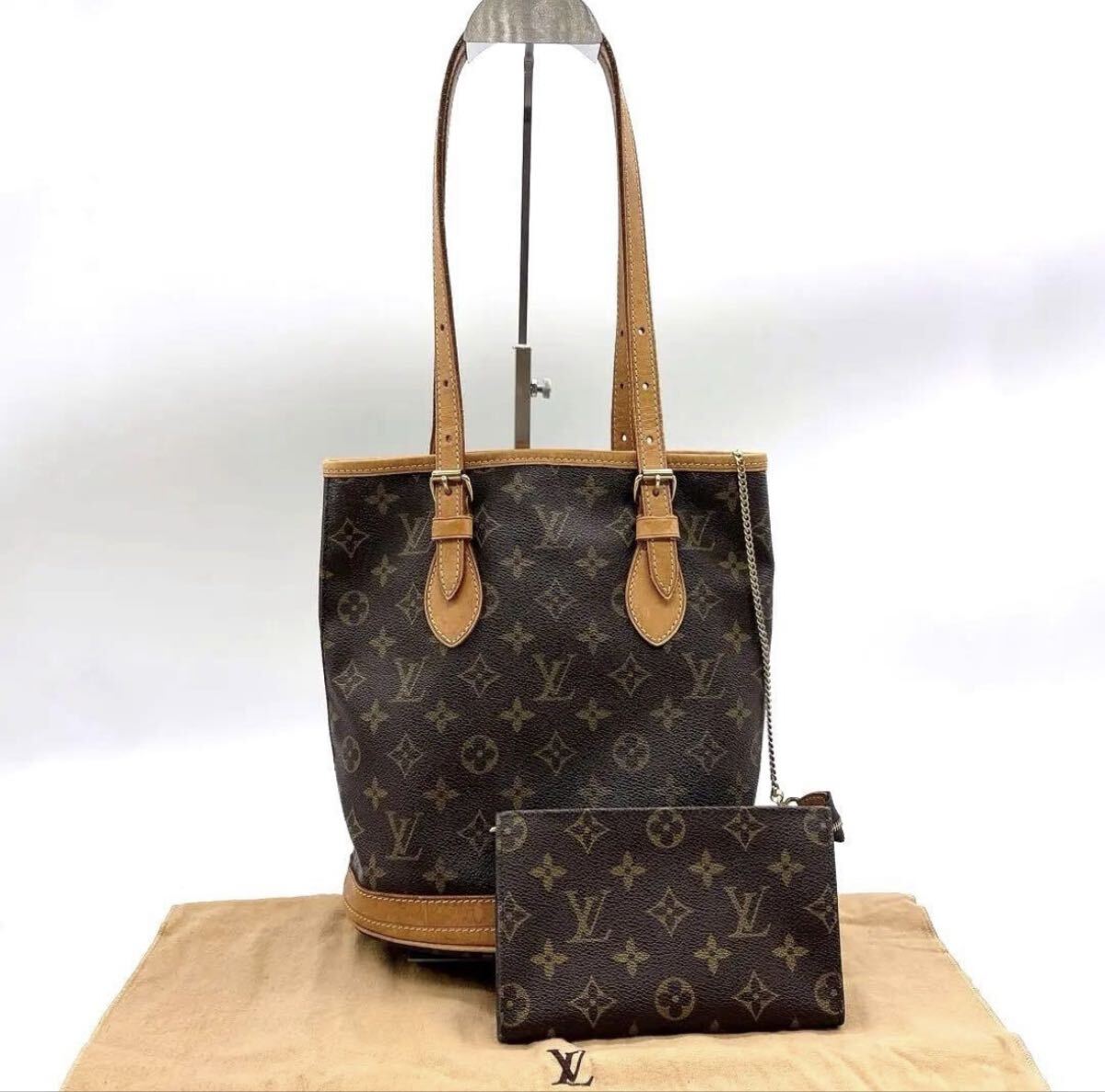 1円〜 ルイヴィトン モノグラム プチバケット PM ポーチ付き トートバッグ　 LOUIS VUITTON_画像1