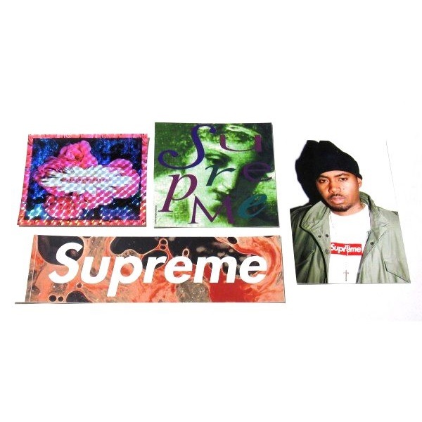 17AW Supreme Sticker Set ステッカー 4枚 セット Nas Andres Serrano Blood and Semen Box Logo ナズ アンドレス・セラーノ ボックスロゴ_画像1