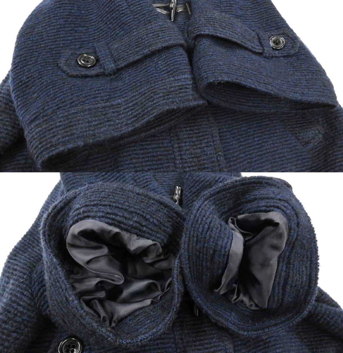 R505★良品 BURBERRY BLUE LABEL バーバリー ブルー レーベル ドルマン七分袖 ダッフル コート モヘア ウール混 38 紺 Y2K クリーニング済_画像7