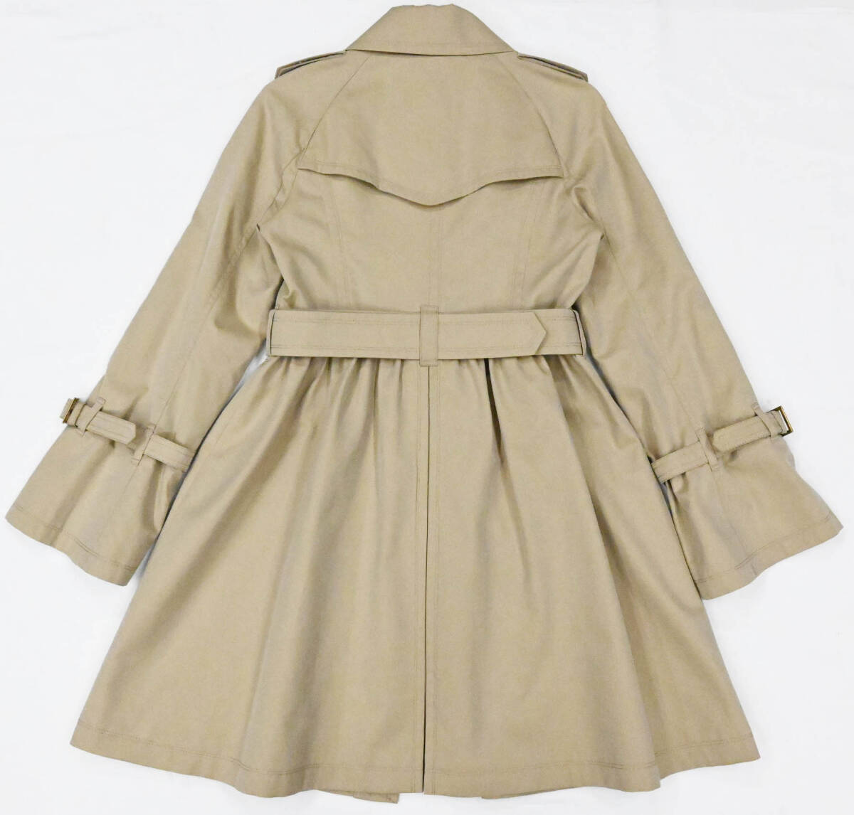 R503★良品 BURBERRY BLUE LABEL バーバリー ブルー レーベル フレアライン コットン トレンチコート 40 ベージュ Y2K スプリングコート_画像5