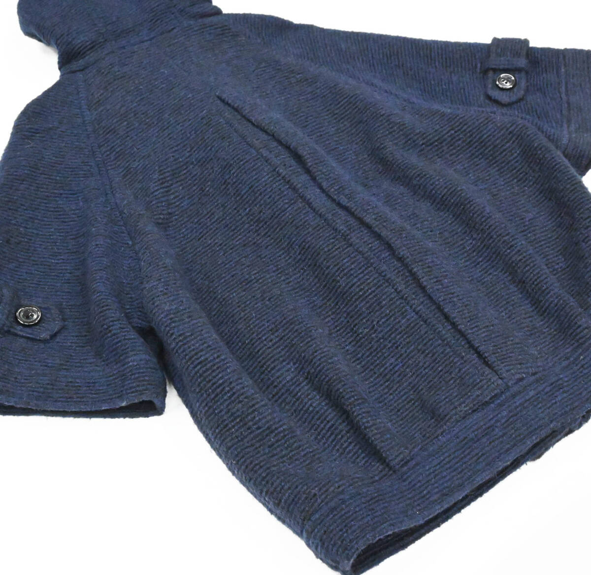 R505★良品 BURBERRY BLUE LABEL バーバリー ブルー レーベル ドルマン七分袖 ダッフル コート モヘア ウール混 38 紺 Y2K クリーニング済_画像9