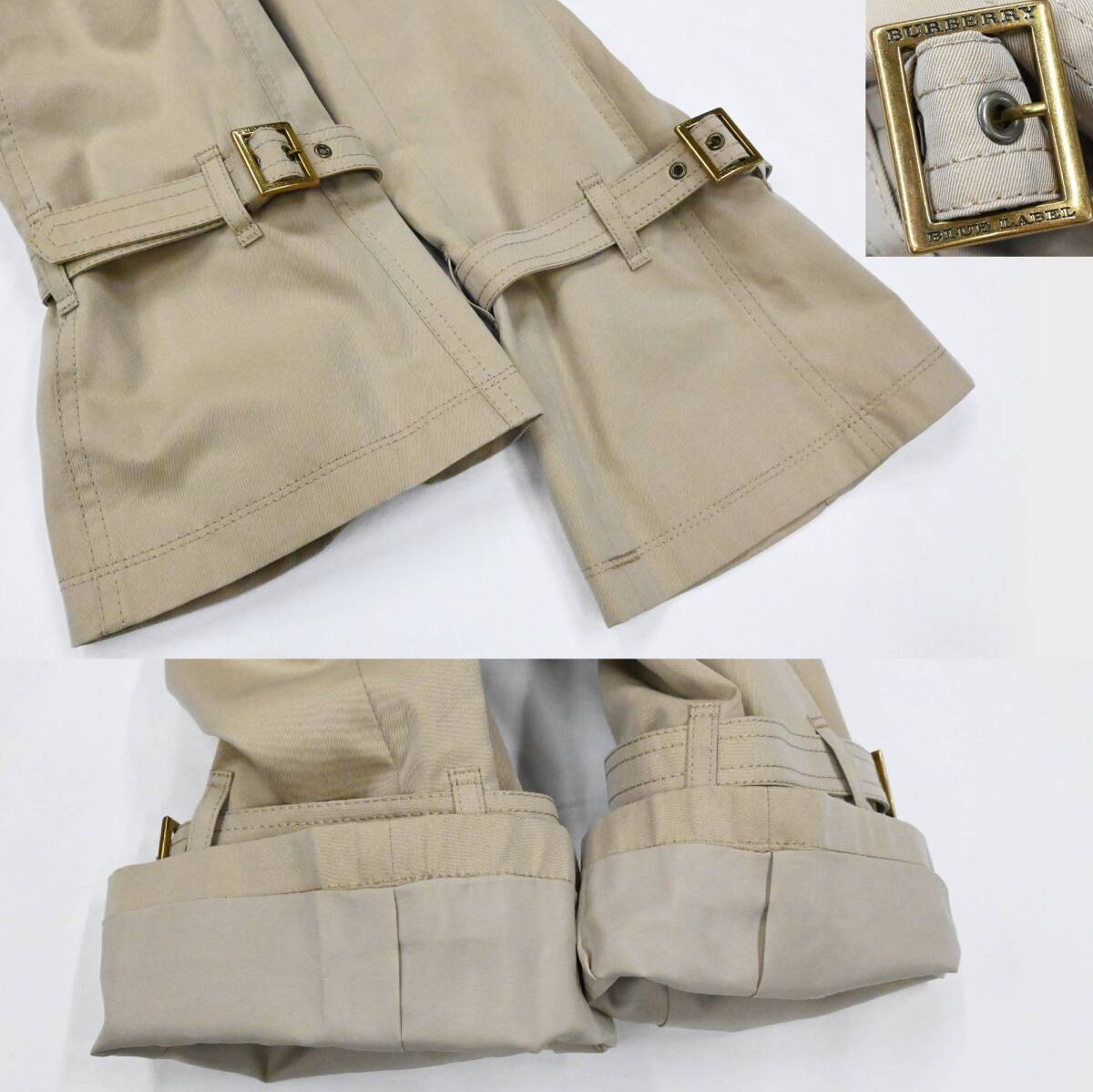 R503★良品 BURBERRY BLUE LABEL バーバリー ブルー レーベル フレアライン コットン トレンチコート 40 ベージュ Y2K スプリングコート_画像9