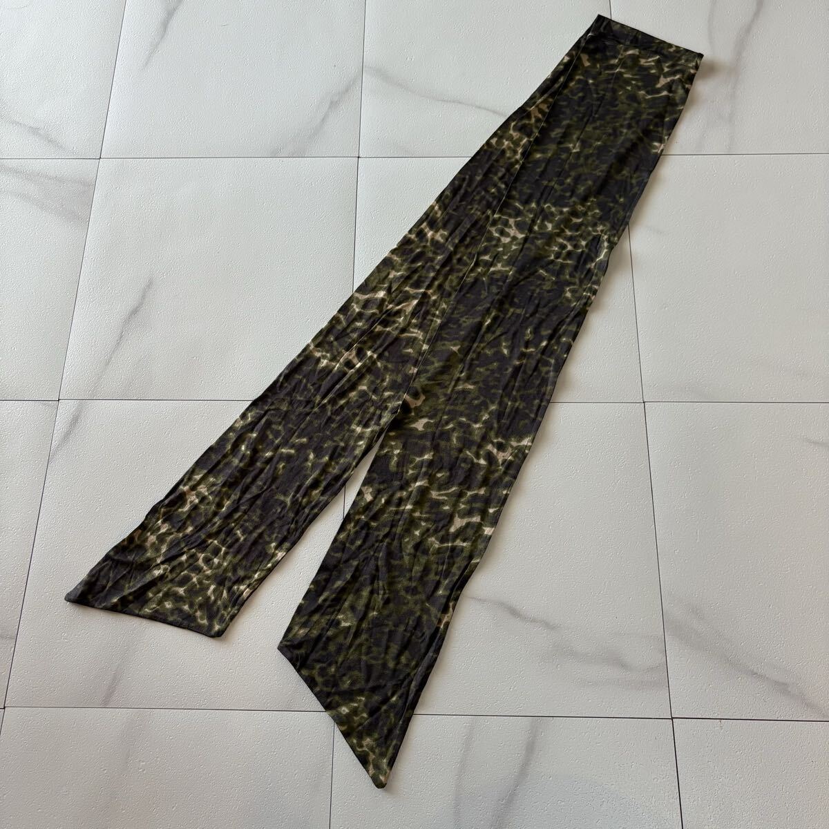 マックスマーラ　MAX MARA 白タグ　Aライン　ヒョウ柄　スカート　ロング　42サイズ　大きいサイズ　カーキ系　アースカラー_画像10