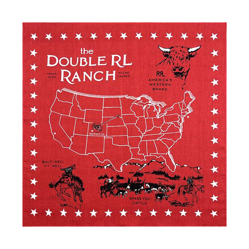 FRN3 バンダナ フ ハンカチ スカーフ ヴィンテージ 牛 未使用 RRL _画像1