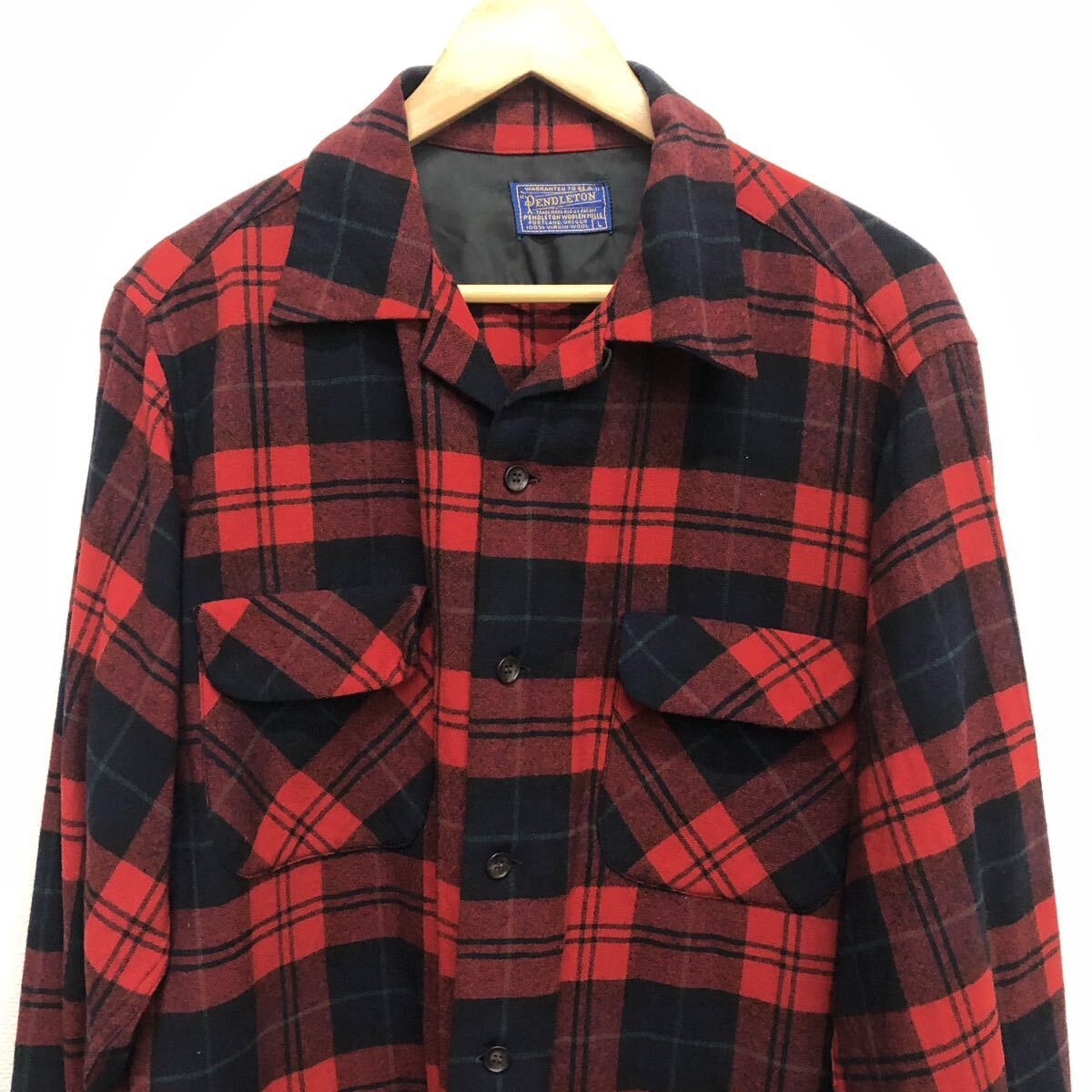 【PENDLETON】ペンドルトン★長袖シャツ サイズL ウール レッド チェック アメカジ シャツ 11_画像2