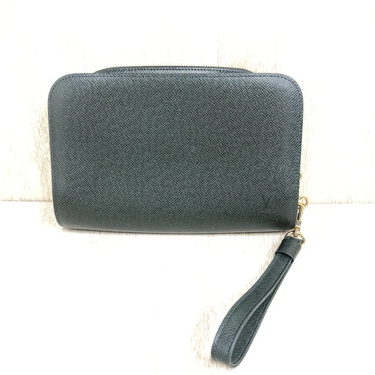 【LOUIS VUITTON】ルイヴィトン★セカンドバッグ グリーン M30184 タイガ バイカル クラッチバッグ レザー エセピア 緑 深緑 11_画像1