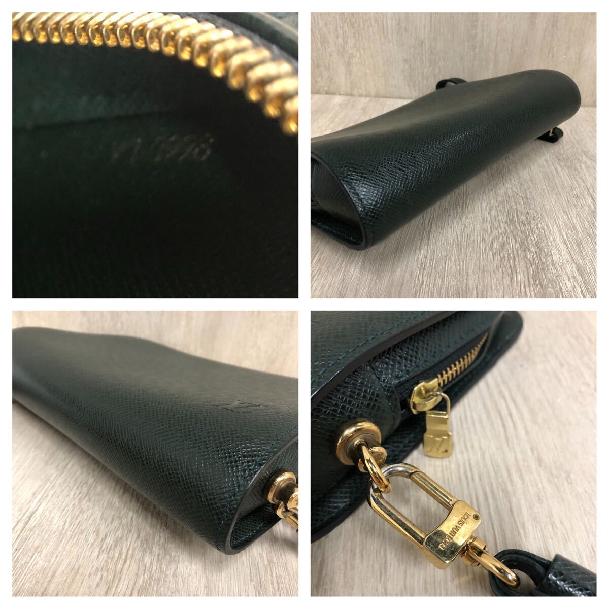 【LOUIS VUITTON】ルイヴィトン★セカンドバッグ グリーン M30184 タイガ バイカル クラッチバッグ レザー エセピア 緑 深緑 11_画像7