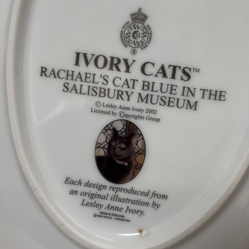 高級陶器 ロイヤルウースター レイチェルの猫 IVORY CATS オーバル レスクーアン 飾り皿 IW511AZ01RYL_画像6
