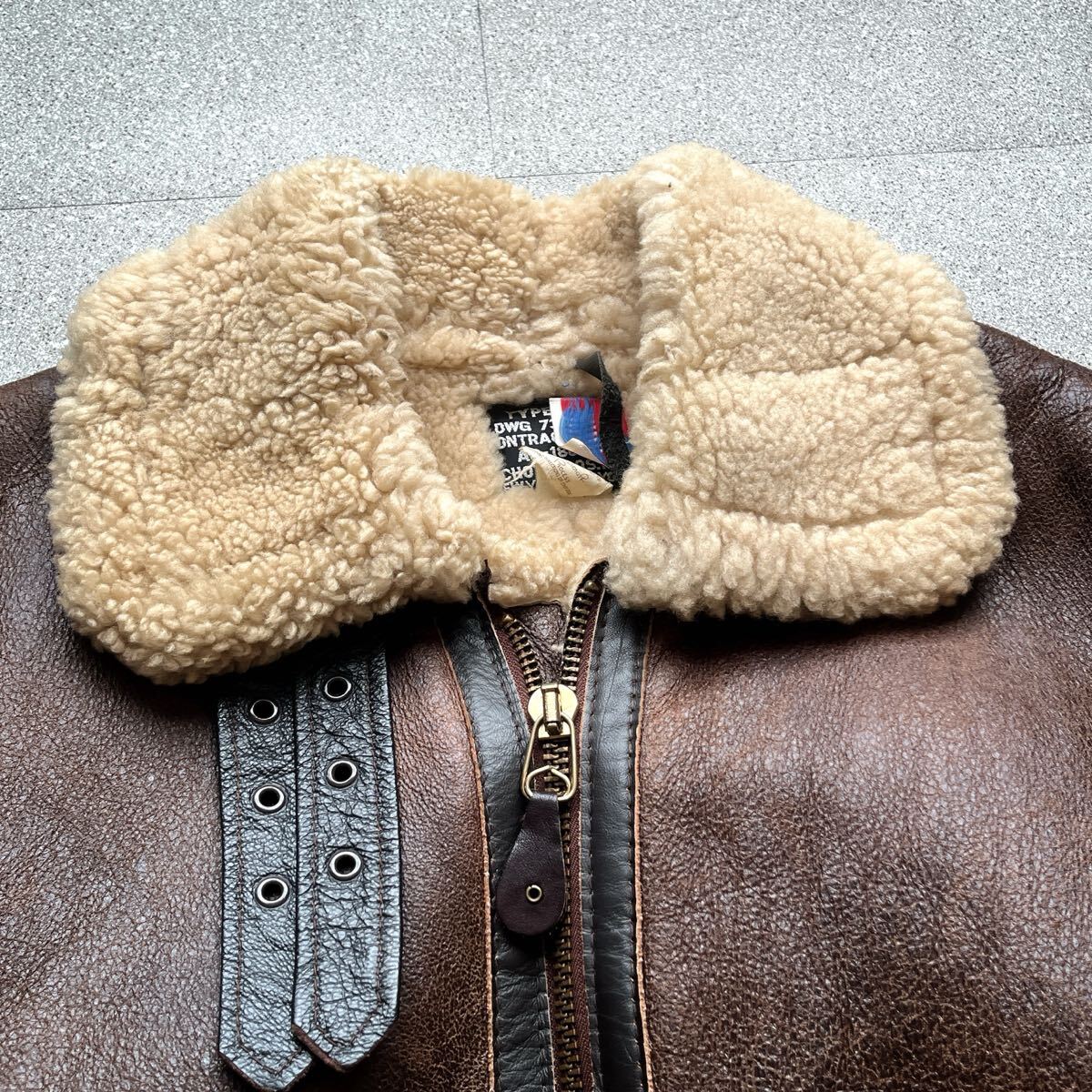 サイズ40 USA製 SCHOTT ショット B-9 リアルムートン フライトジャケット 90's シープスキン 羊革 レザー ミリタリー B-3 TALON アウター_画像2