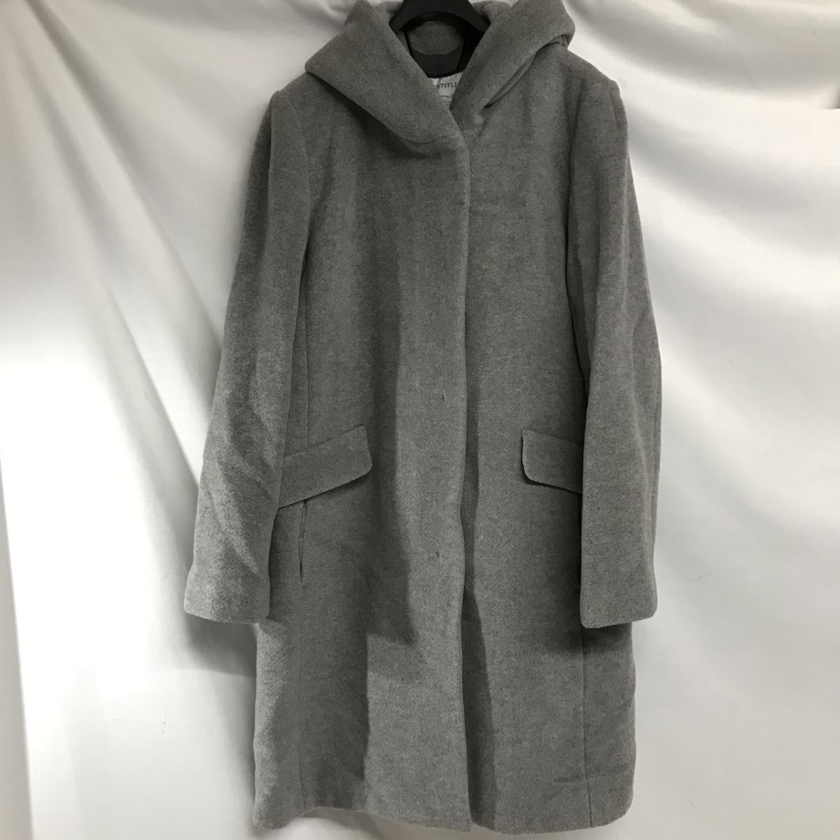 美品 UNTITLED プレミアムライン フーテッドコート ウール ロングコート ブルーグレー Mサイズ アンタイトル嶺D1004-32_画像1