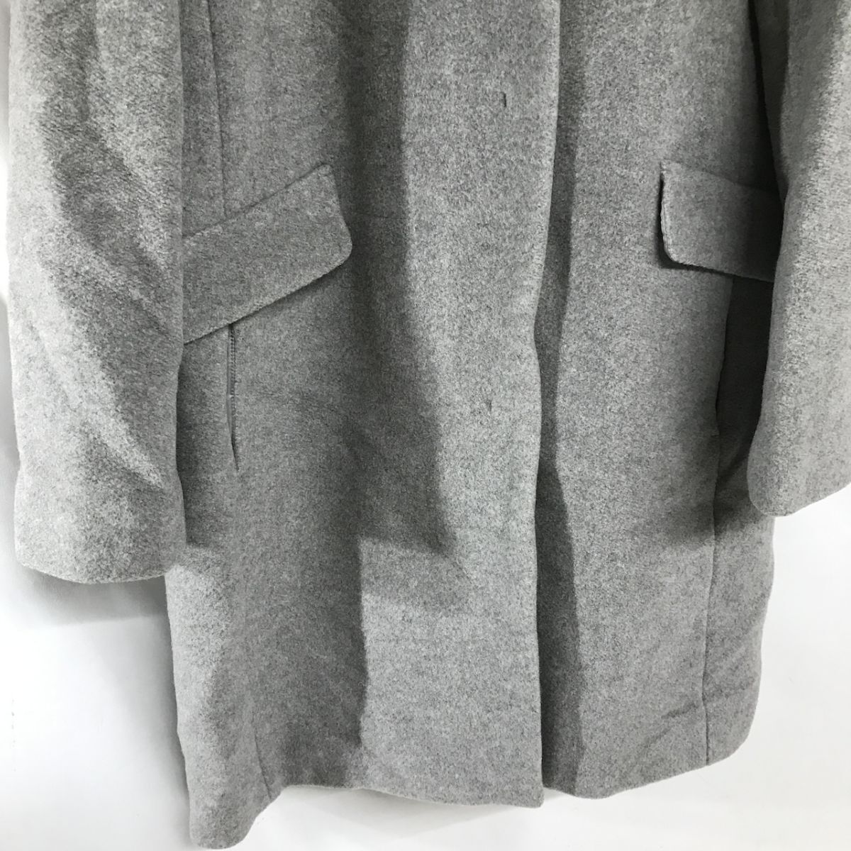 美品 UNTITLED プレミアムライン フーテッドコート ウール ロングコート ブルーグレー Mサイズ アンタイトル嶺D1004-32_画像3