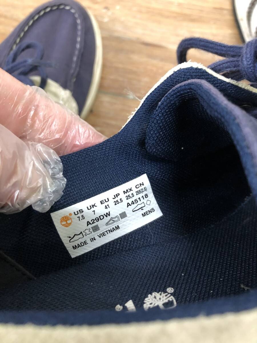 ティンバーランド デッキシューズ スニーカー ネイビー 紺色 スエード調 メンズ カジュアルシューズ 25.5センチ 26センチ CH1183-4_画像6
