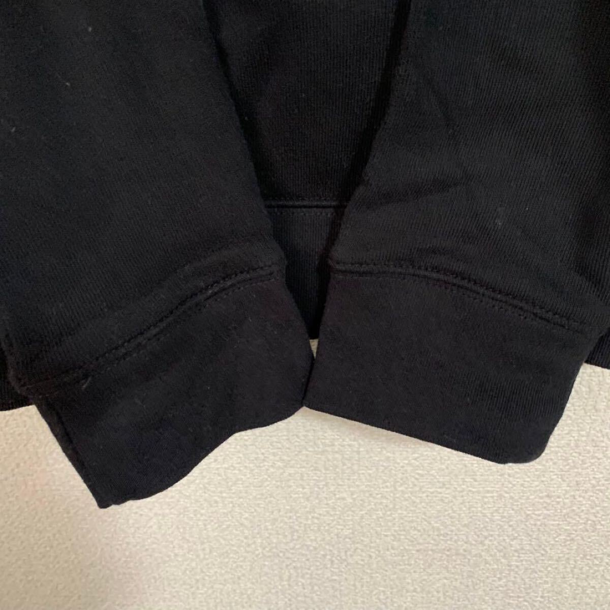 【USED】adidas アディダス レディースパーカーMサイズ 黒 トレファイルロゴ大きめ プリントロゴ_画像5