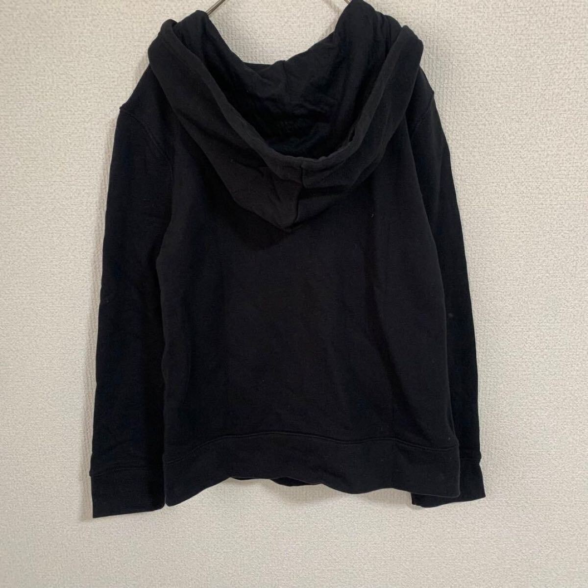 【USED】adidas アディダス レディースパーカーMサイズ 黒 トレファイルロゴ大きめ プリントロゴ_画像6