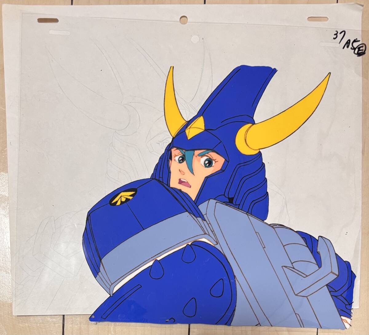 D573 редкость! Yoroiden Samurai Troopers цифровая картинка небо пустой. to лошадь перо . данный лен исходная картина анимация Ikeda .. Цу . Sunrise аниме подлинная вещь 