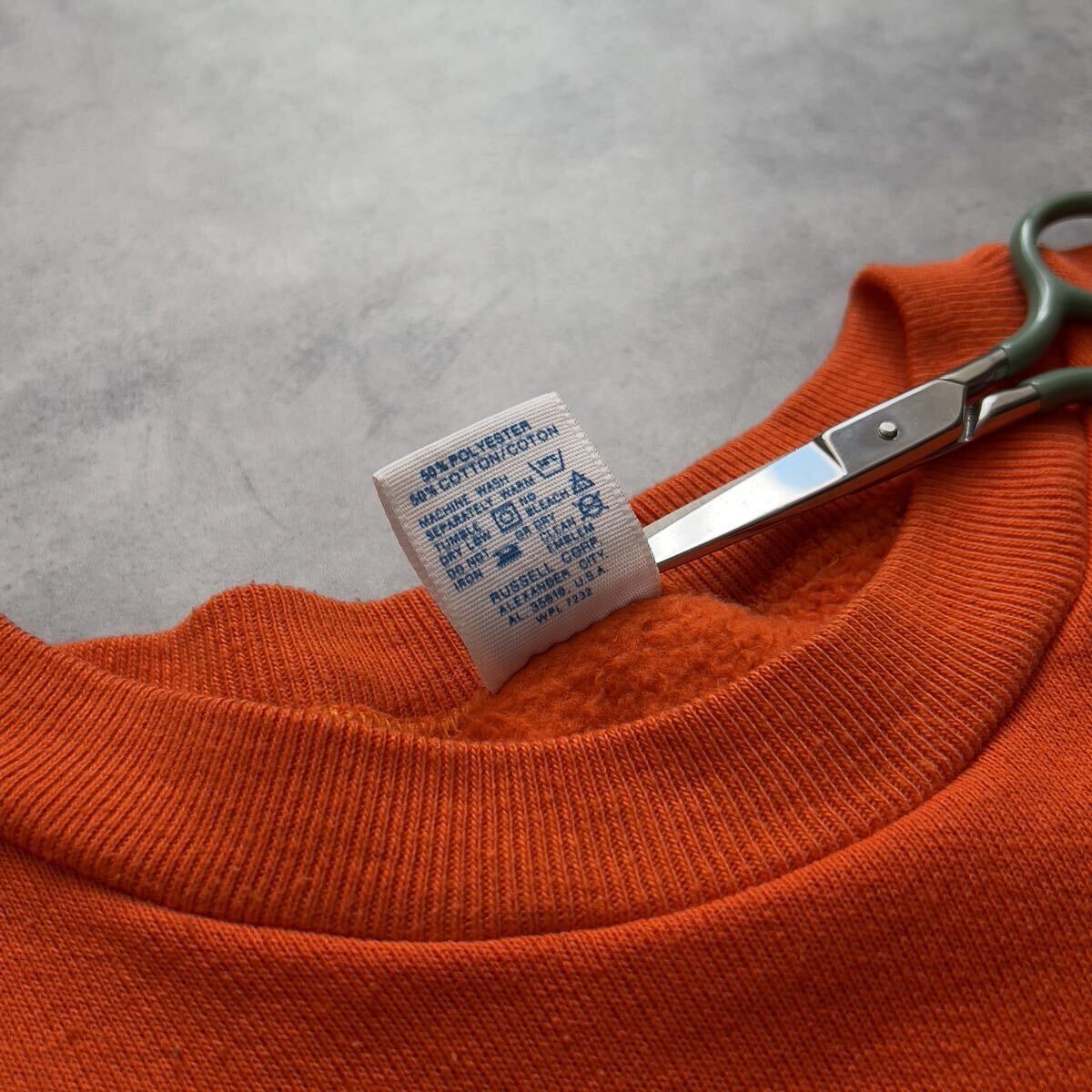 80s USA製 RUSSELL フロッキー プリント スウェット サンフェード 肉厚 ヴィンテージ ビンテージ ラッセル 検 50s 60s 60年代 Champion 前V_画像5