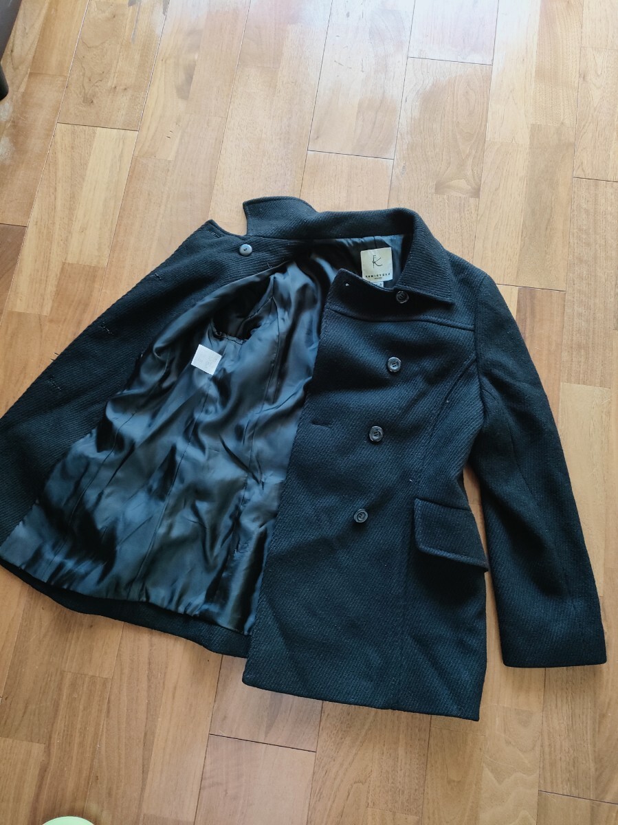 組曲 レディース ウール ピーコート 黒 3_画像2