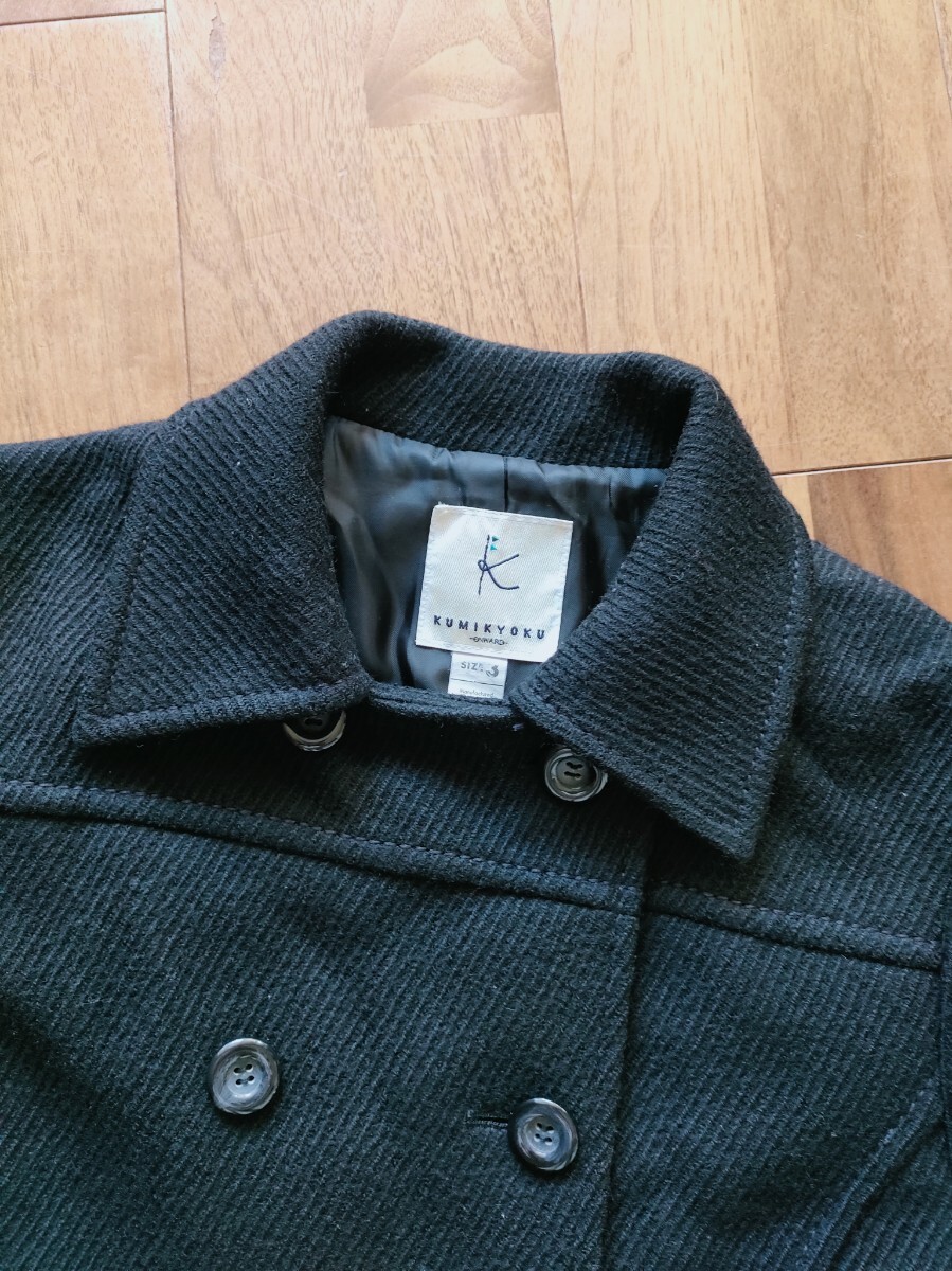 組曲 レディース ウール ピーコート 黒 3_画像3