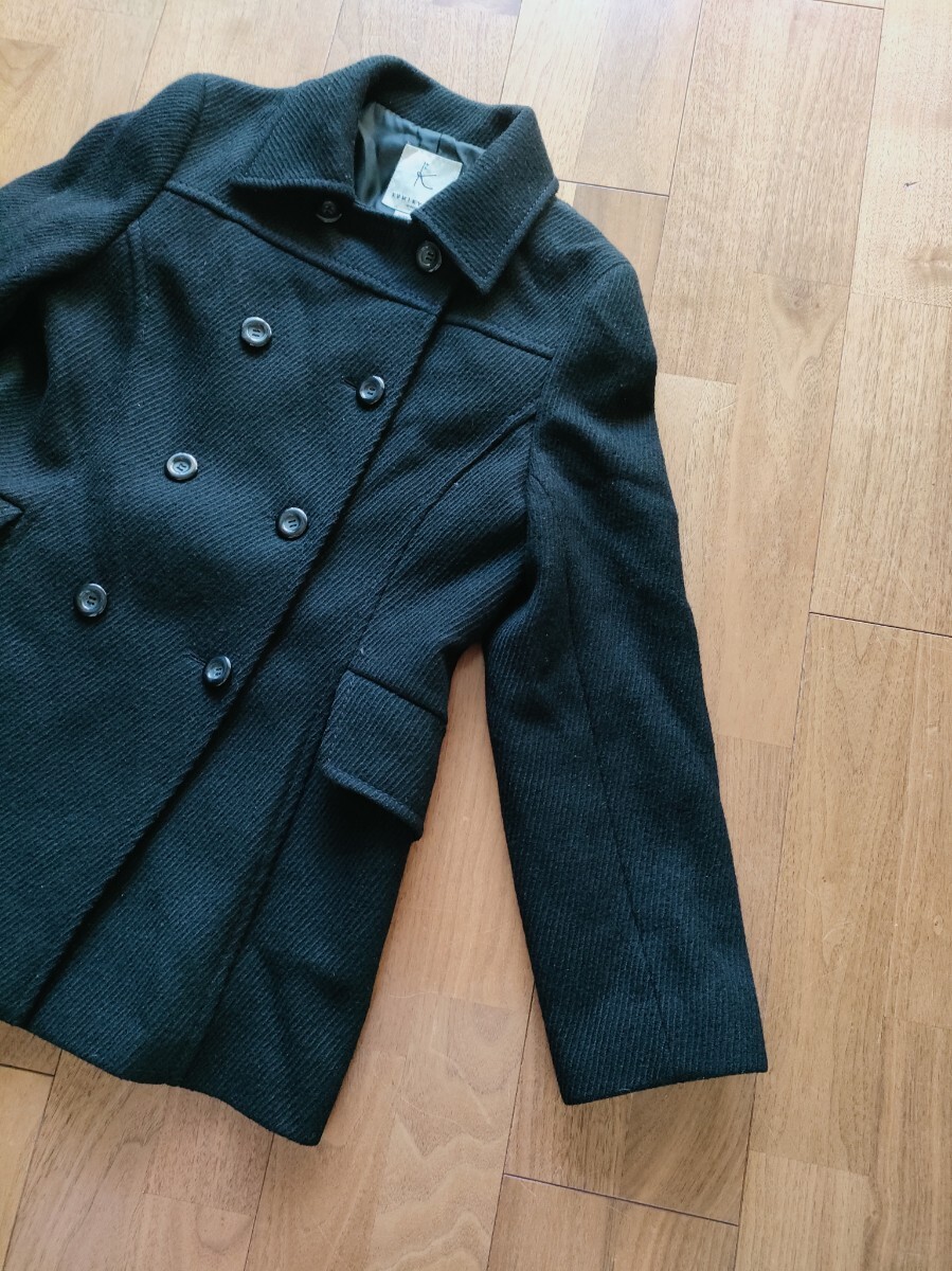 組曲 レディース ウール ピーコート 黒 3_画像4