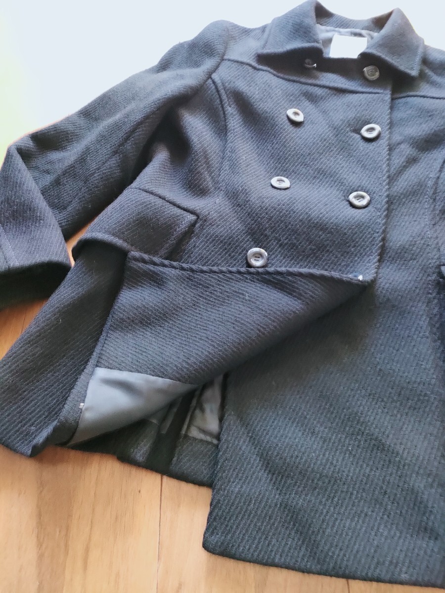 組曲 レディース ウール ピーコート 黒 3_画像8