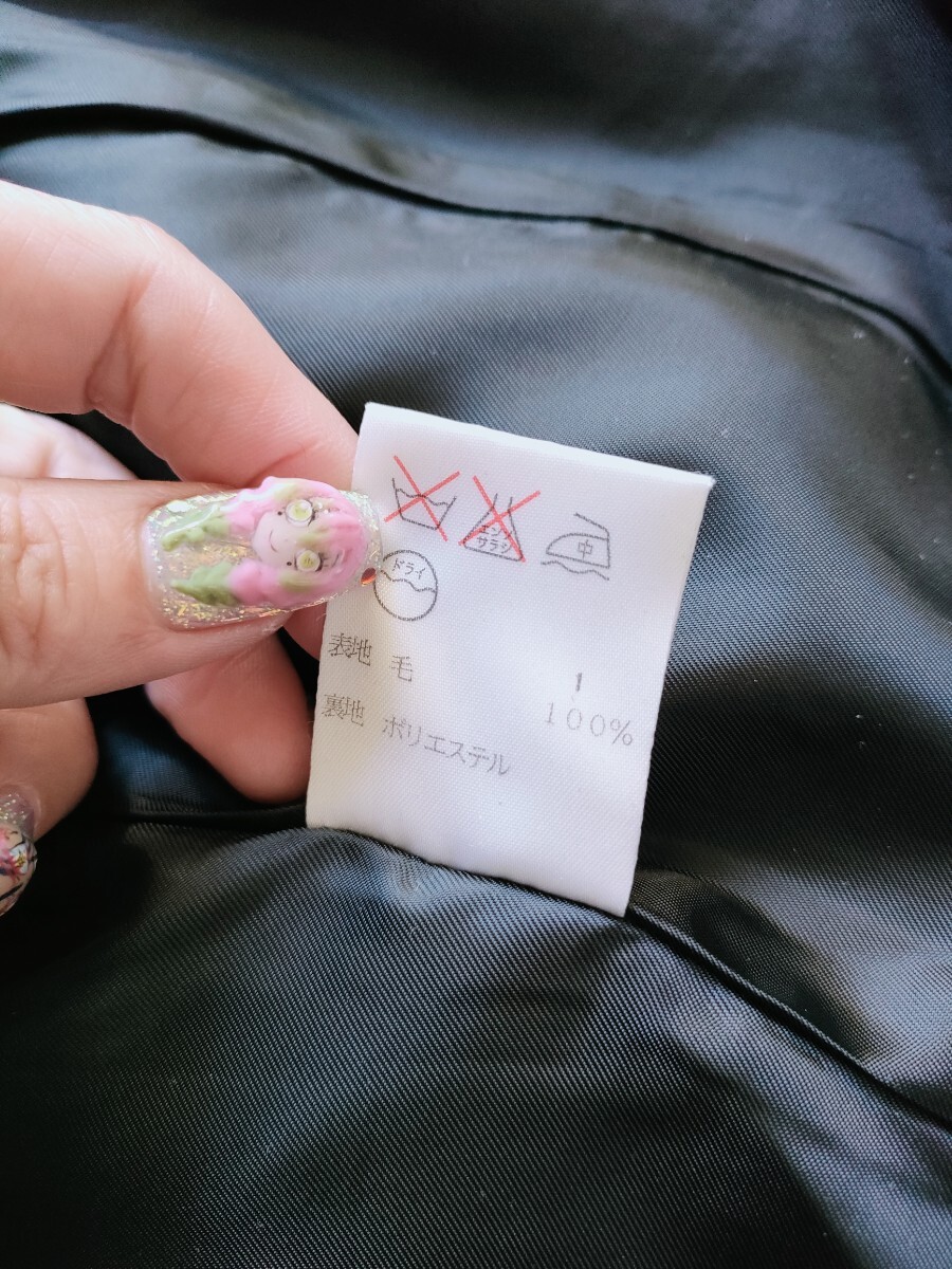 組曲 レディース ウール ピーコート 黒 3_画像9