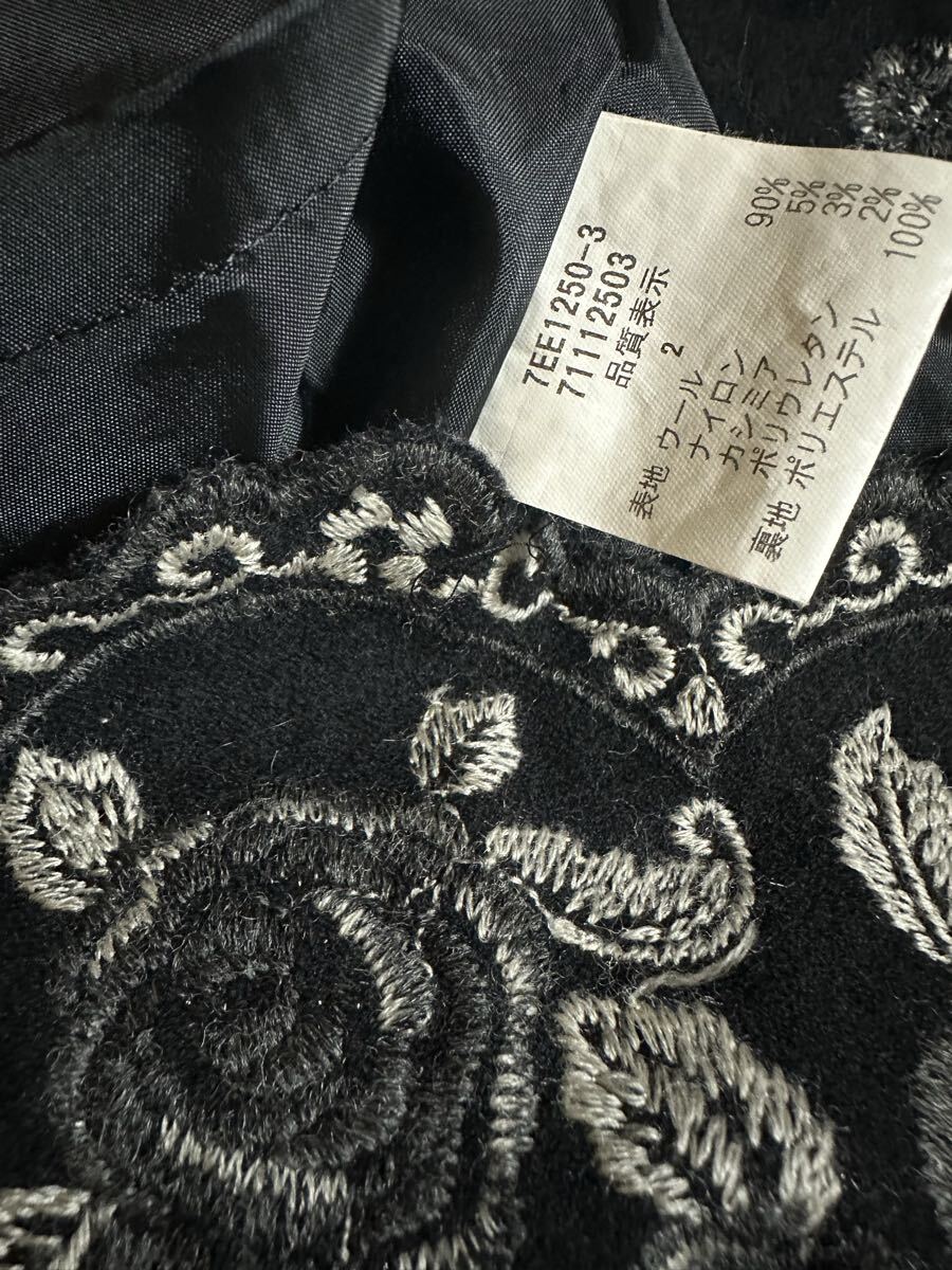 ◇日本製 レストローズ LEST ROSE クラシカル 薔薇花刺繍 ウールカシミヤ混 スカート◇古着レトロ_画像5