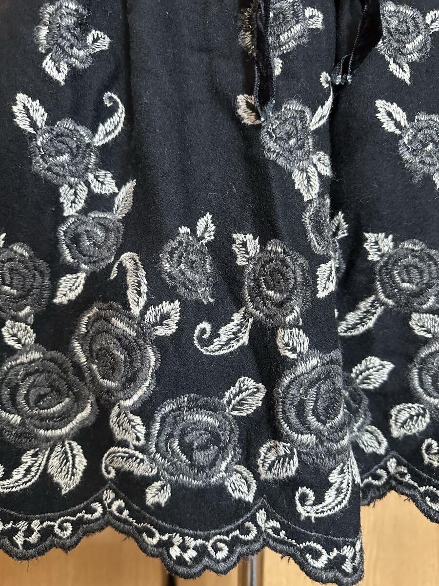◇日本製 レストローズ LEST ROSE クラシカル 薔薇花刺繍 ウールカシミヤ混 スカート◇古着レトロ_画像3