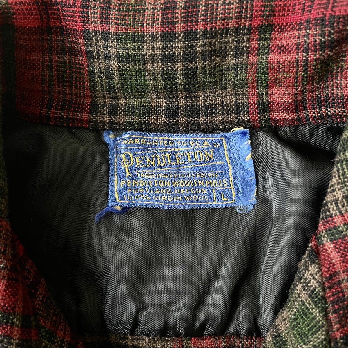 60s PENDLETON ウール ボードシャツ L ペンドルトン オンブレ チェック オープンカラー 開襟 アメリカ製 USA製 ビンテージ vintage 1960_画像6