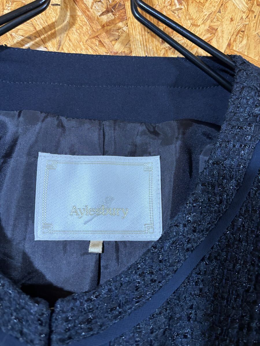 美品　Aylesbuya ジャケット ノーカラージャケット ネイビー 上品 セレモニー　フォーマル　レディース　トップス　5015_画像2