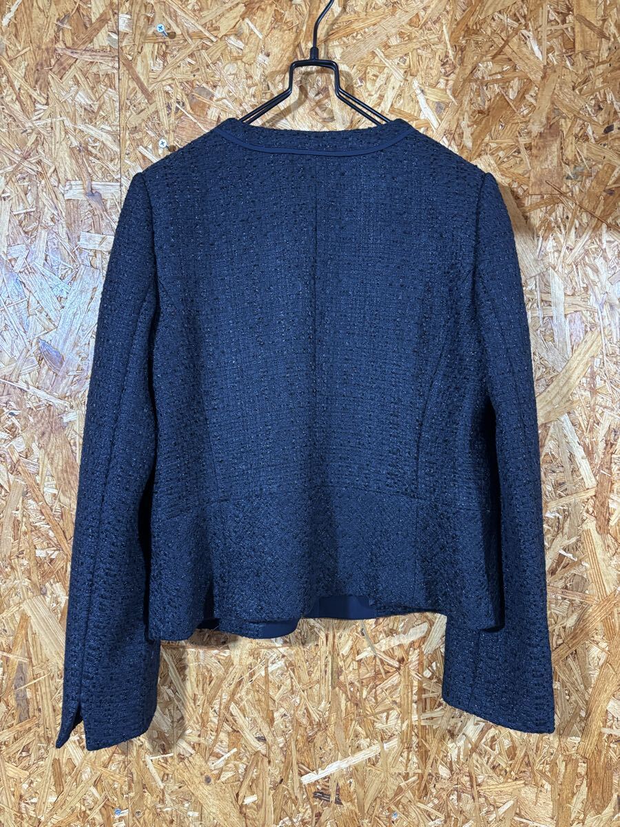 美品　Aylesbuya ジャケット ノーカラージャケット ネイビー 上品 セレモニー　フォーマル　レディース　トップス　5015_画像5