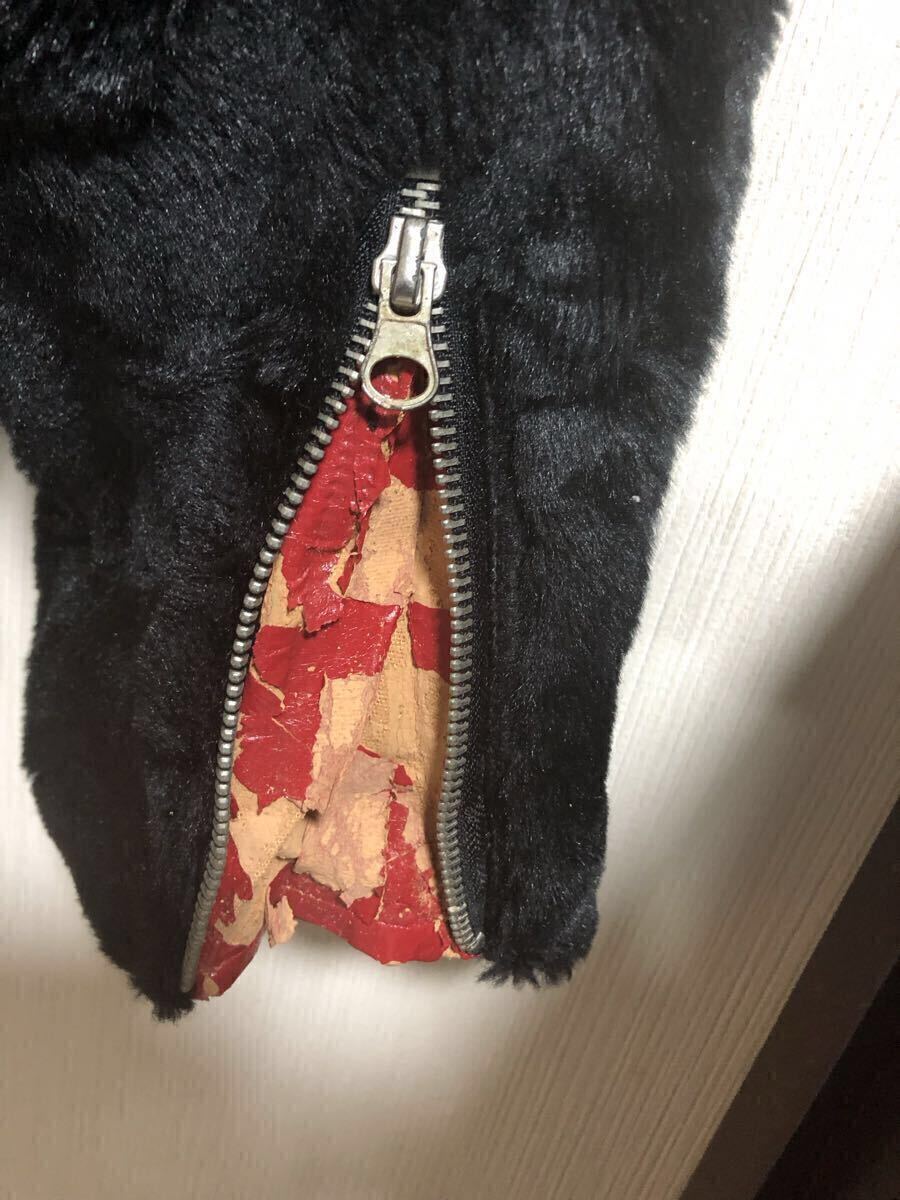 クリームソーダ ジャケット L 黒×赤 フェイクファー スカル ドクロ ワッペン 難あり_画像8
