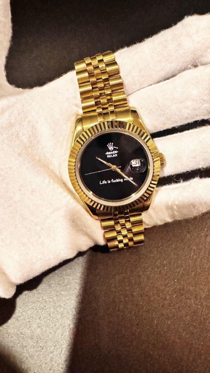 新品、送料無料「Rolexスタイル自動巻き ロレックスではないディトジャスト　ユニセックス　腕時計　メンズウォッチ　ゴールドウォッチ_画像5