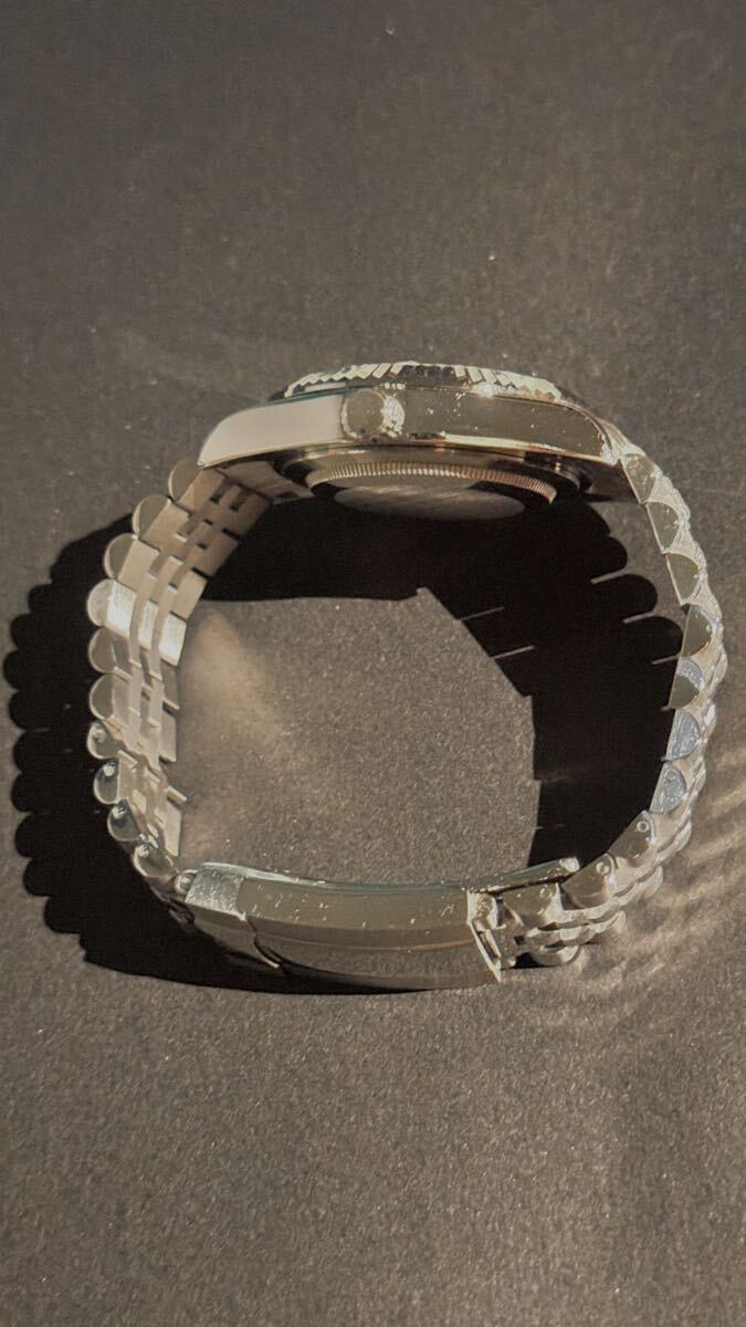 新品/送料無料 ROLAXではないデイトジャスト ブラック文字盤 ステンレス 自動巻き腕時計 パロディウォッチ ロレックステイスト_画像9