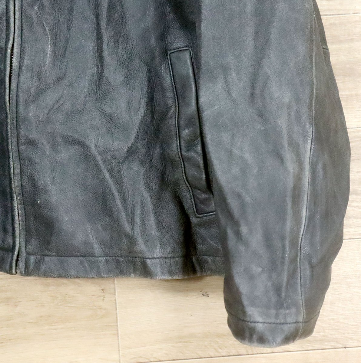 I10T/D9.26-2　アメリカ古着　Eddie Bauer　エディーバウアー　レザージャケット　本革　XXXL　3XL　皮ジャン　革ジャン　バイカー_画像3