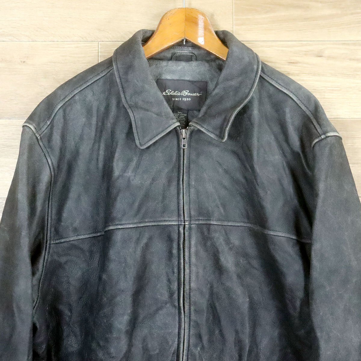 I10T/D9.26-2　アメリカ古着　Eddie Bauer　エディーバウアー　レザージャケット　本革　XXXL　3XL　皮ジャン　革ジャン　バイカー_画像2